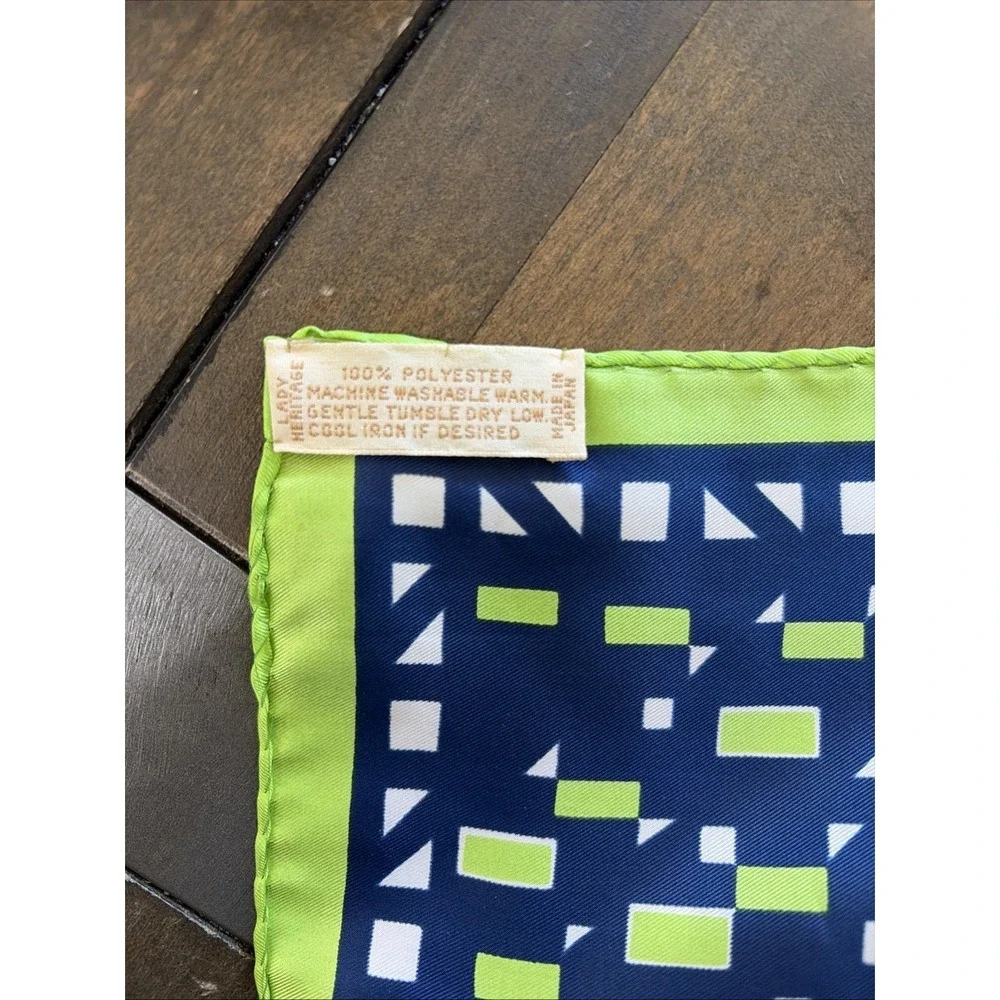Lady‎ Heritage Geometric Print Scarf Womens Mod Japan Rolled Hem Retro